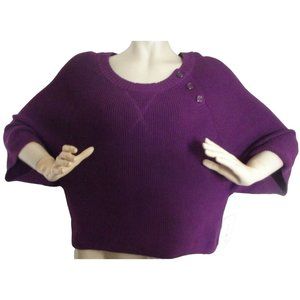 Leo & Nicole Sweater Size Medium Dark Purple Poncho Style oversized roomy y2k